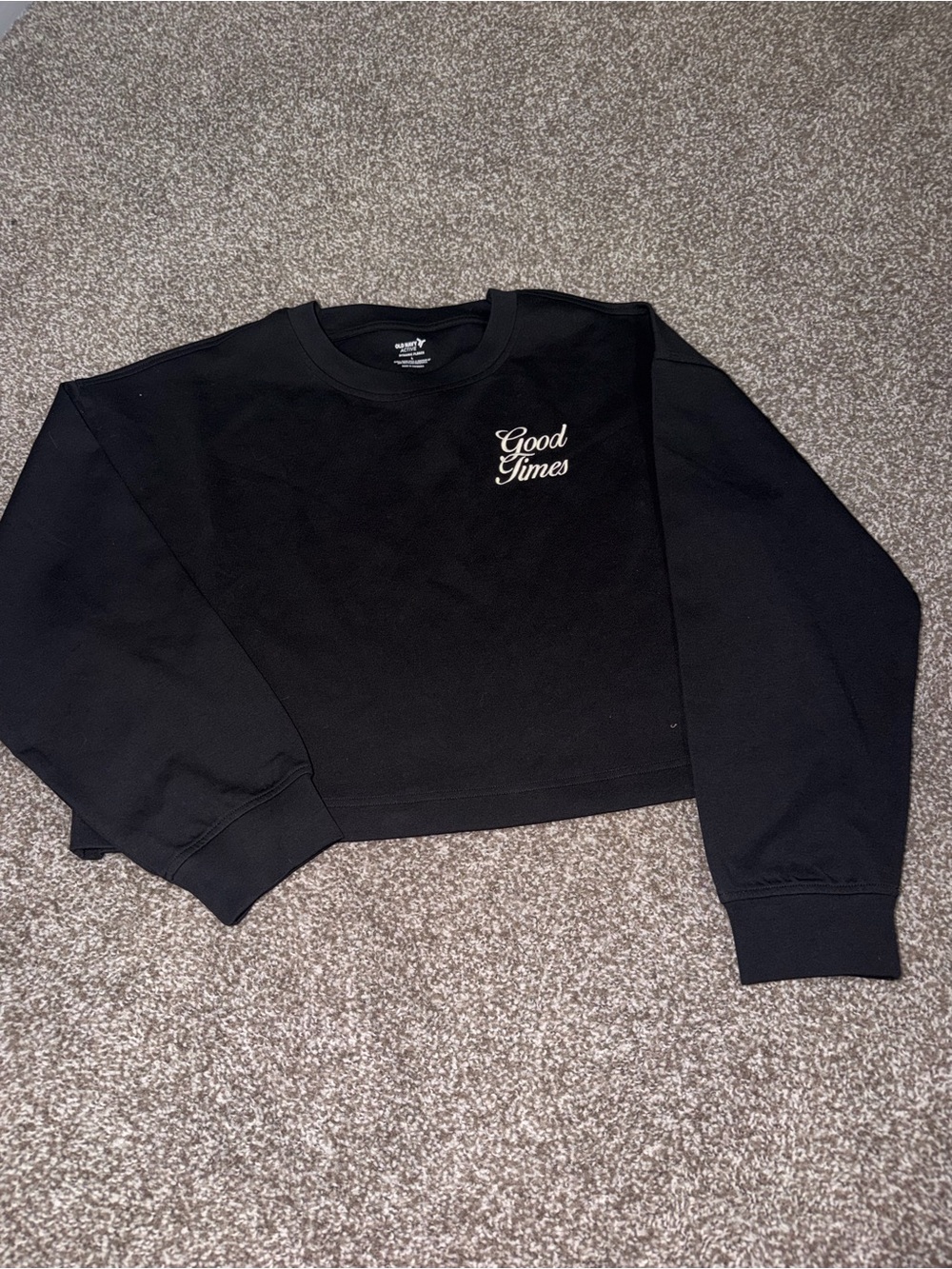 Old Navy Good Times Black Cropped Sweatshirt Fleece
